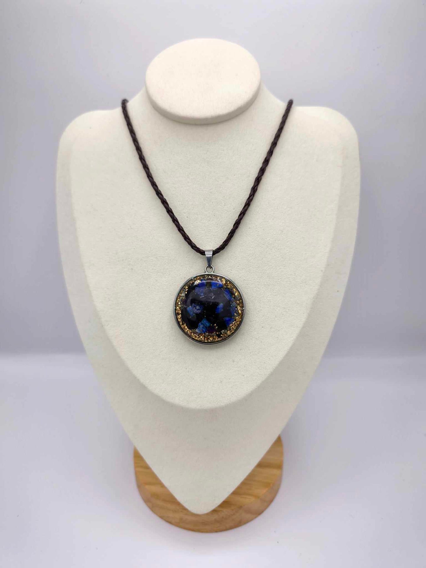 ORGONITE LAPIS AND BLACK TOURMALINE PENDANT