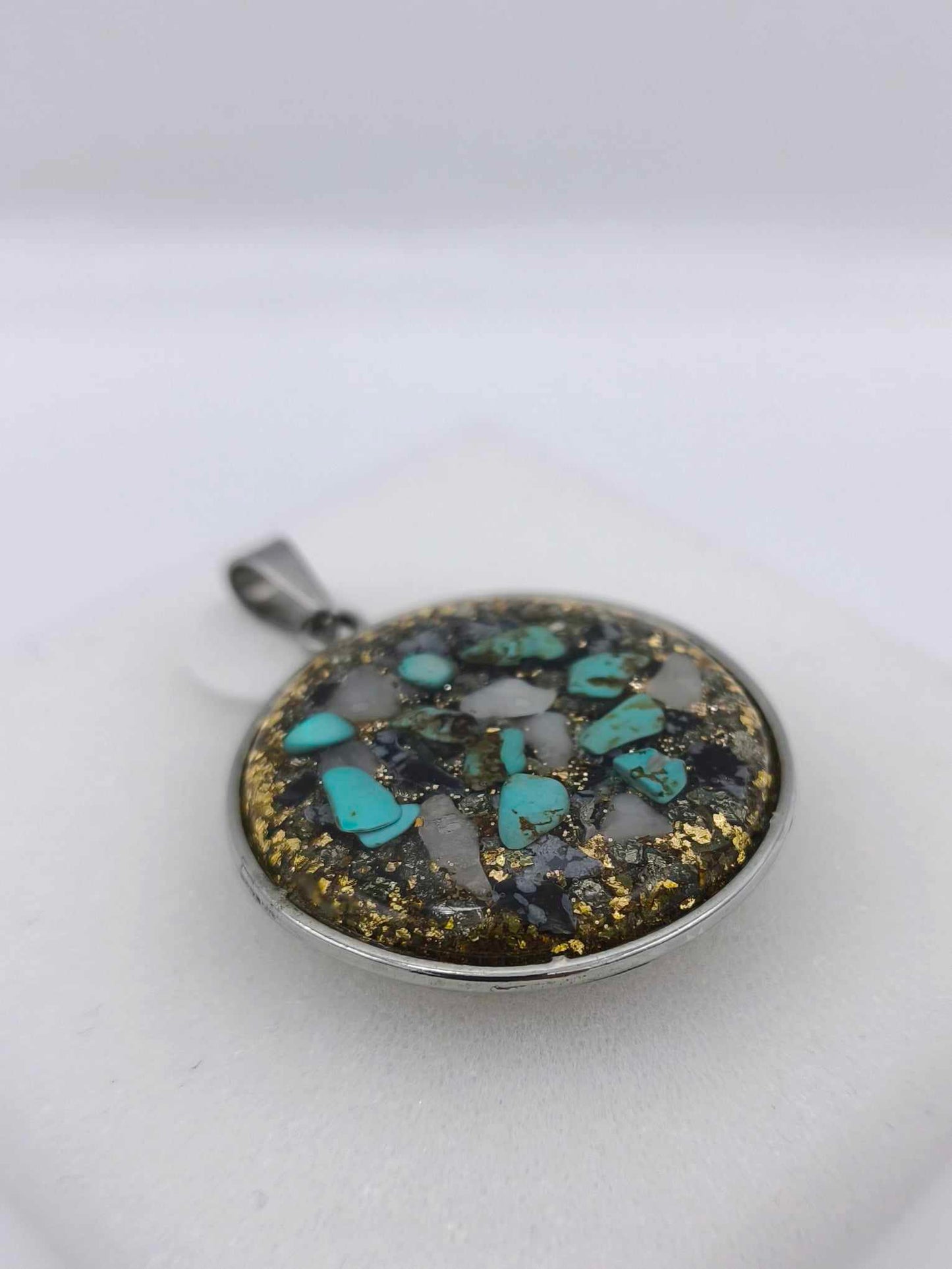 ORGONITE PROTECTIVE PENDANT: TURQUOISE AND OBSIDIAN