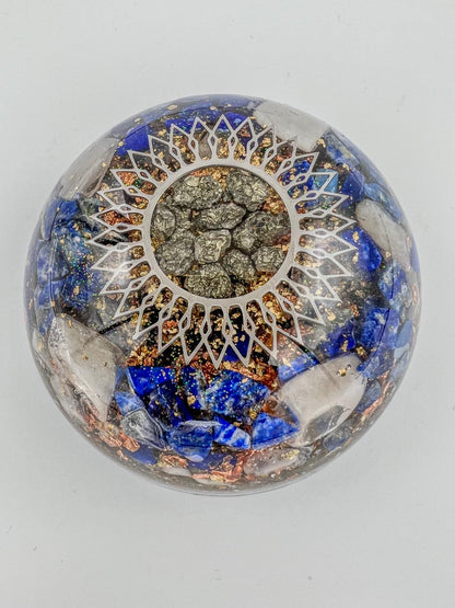 Orgonite Dome - Lapis Lazuli, Moonstone, Pyrite.
