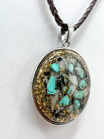 ORGONITE PENDENTIF PROTECTION : TURQUOISE ET OBSIDIENNE