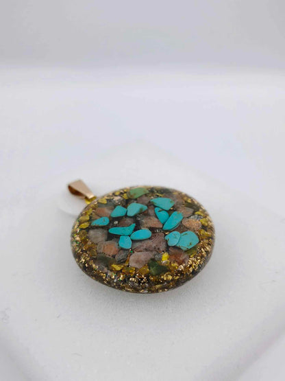 Orgonite Pendentif - Turquoise, Pierre du soleil.