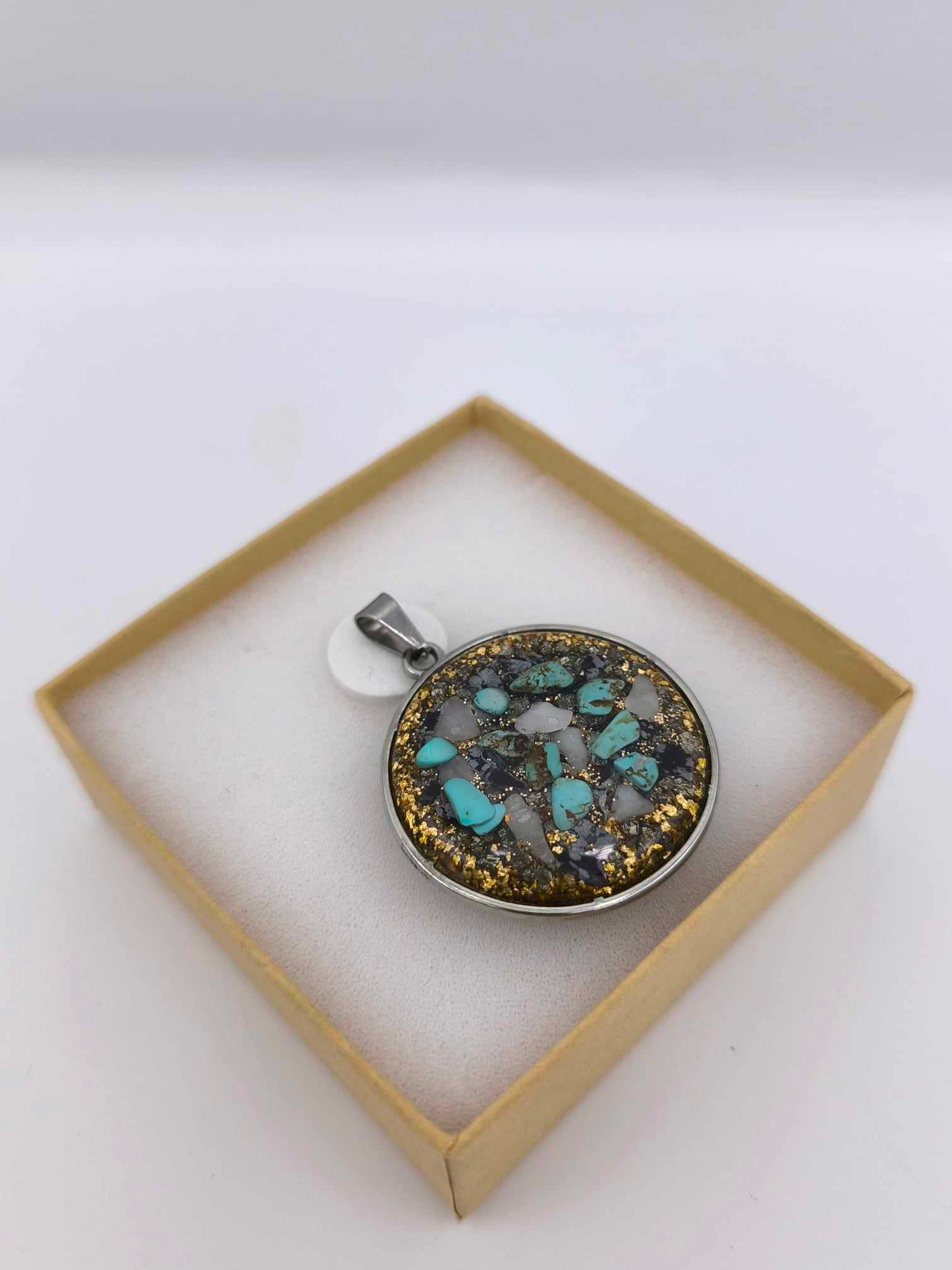 ORGONITE PENDENTIF PROTECTION : TURQUOISE ET OBSIDIENNE