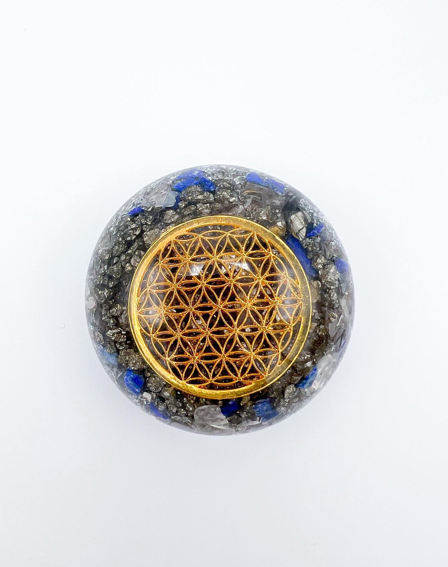 Orgonite Galet - Pyrite et Lapis Lazuli