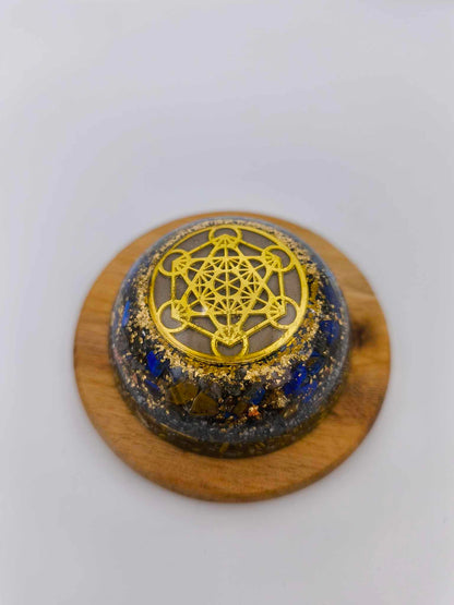 ORGONITE DÔME - METATRON, LAPIS LAZULI, OEIL DE TIGRE.