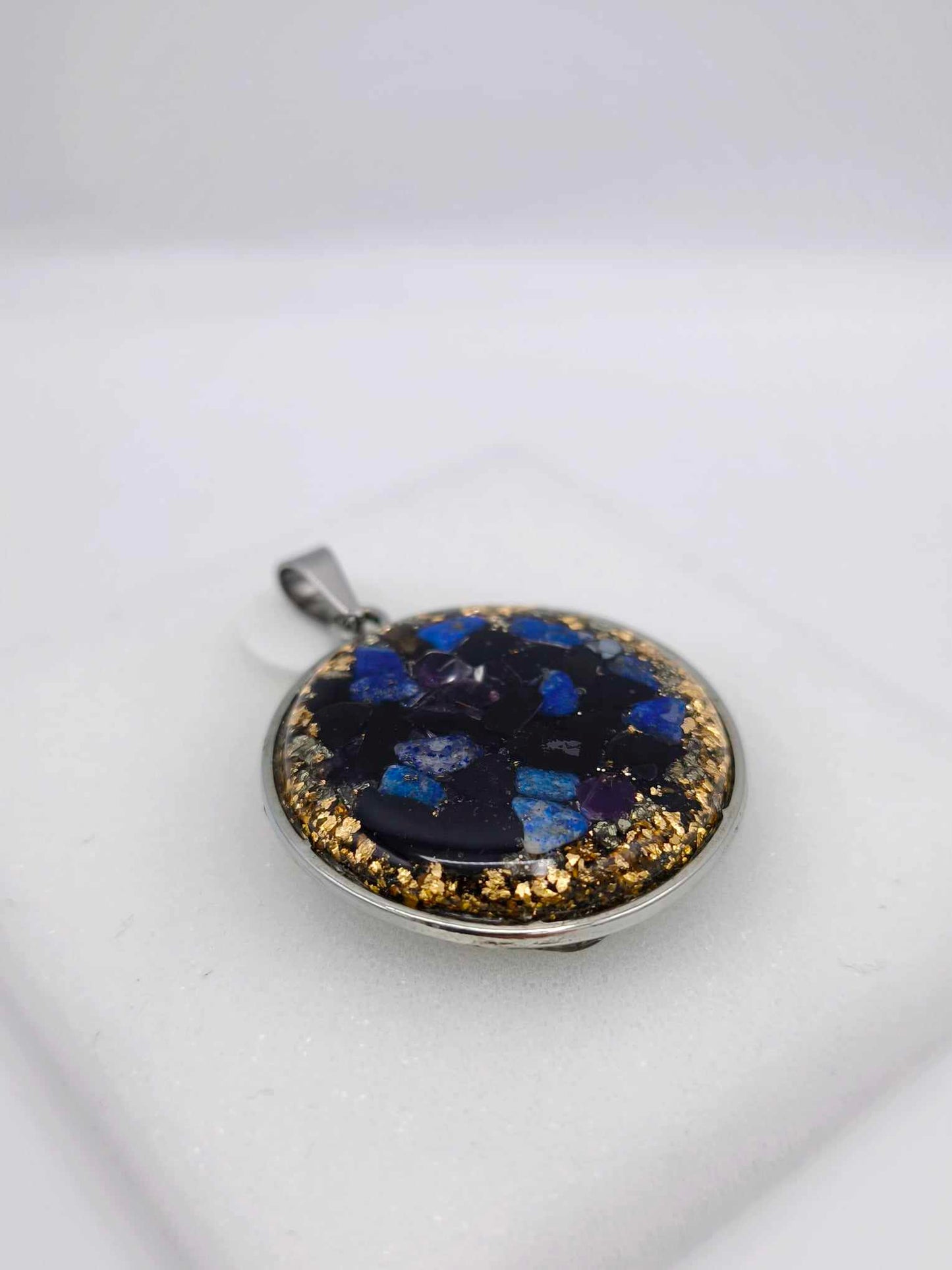 ORGONITE PENDENTIF LAPIS ET TOURMALINE NOIRE