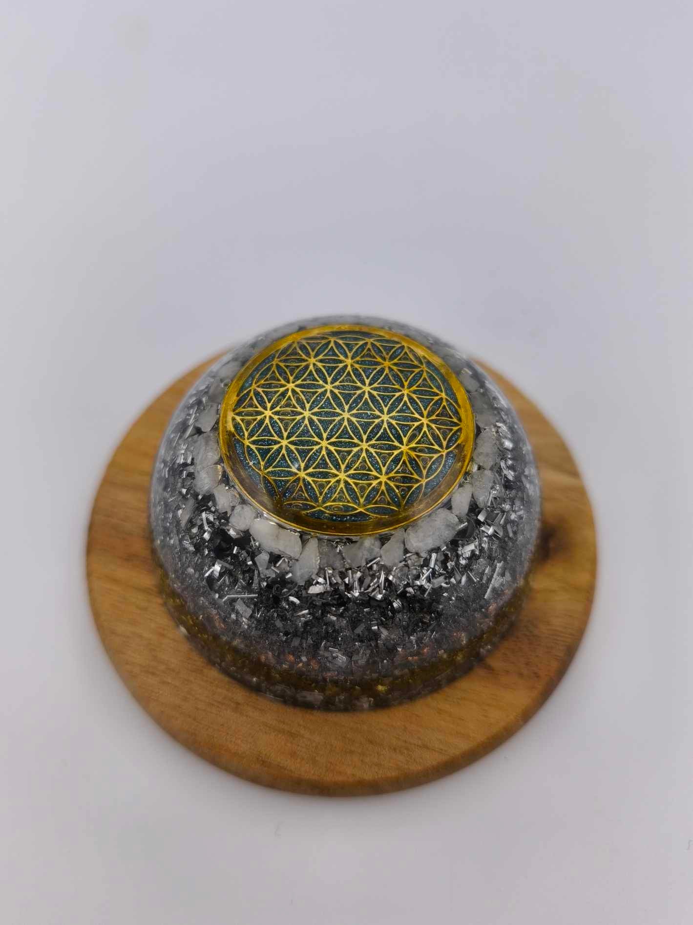 ORGONITE DÔME - FLEUR DE VIE, METAL