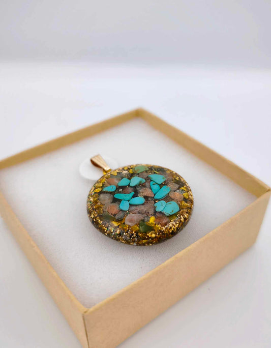 Orgonite Pendentif - Turquoise, Pierre du soleil.