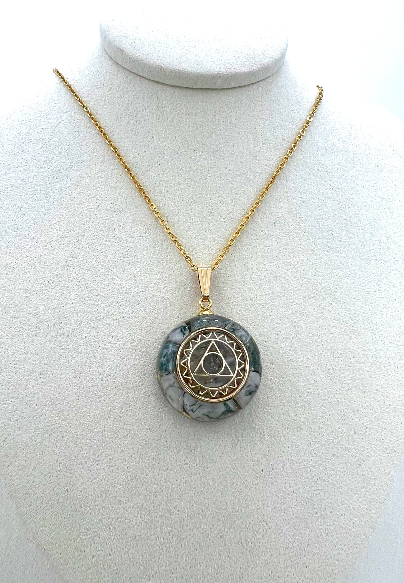 Pendentif Orgonite Agate Mousse.