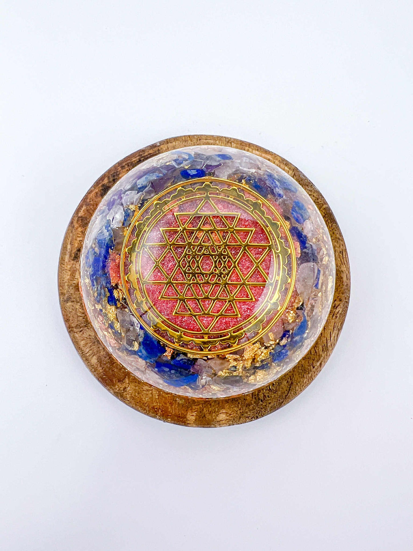 ✨ Dôme Orgonite - Sri yantra, Lapis Lazuli et améthyste ✨