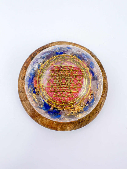 ✨ Dôme Orgonite - Sri yantra, Lapis Lazuli et améthyste ✨