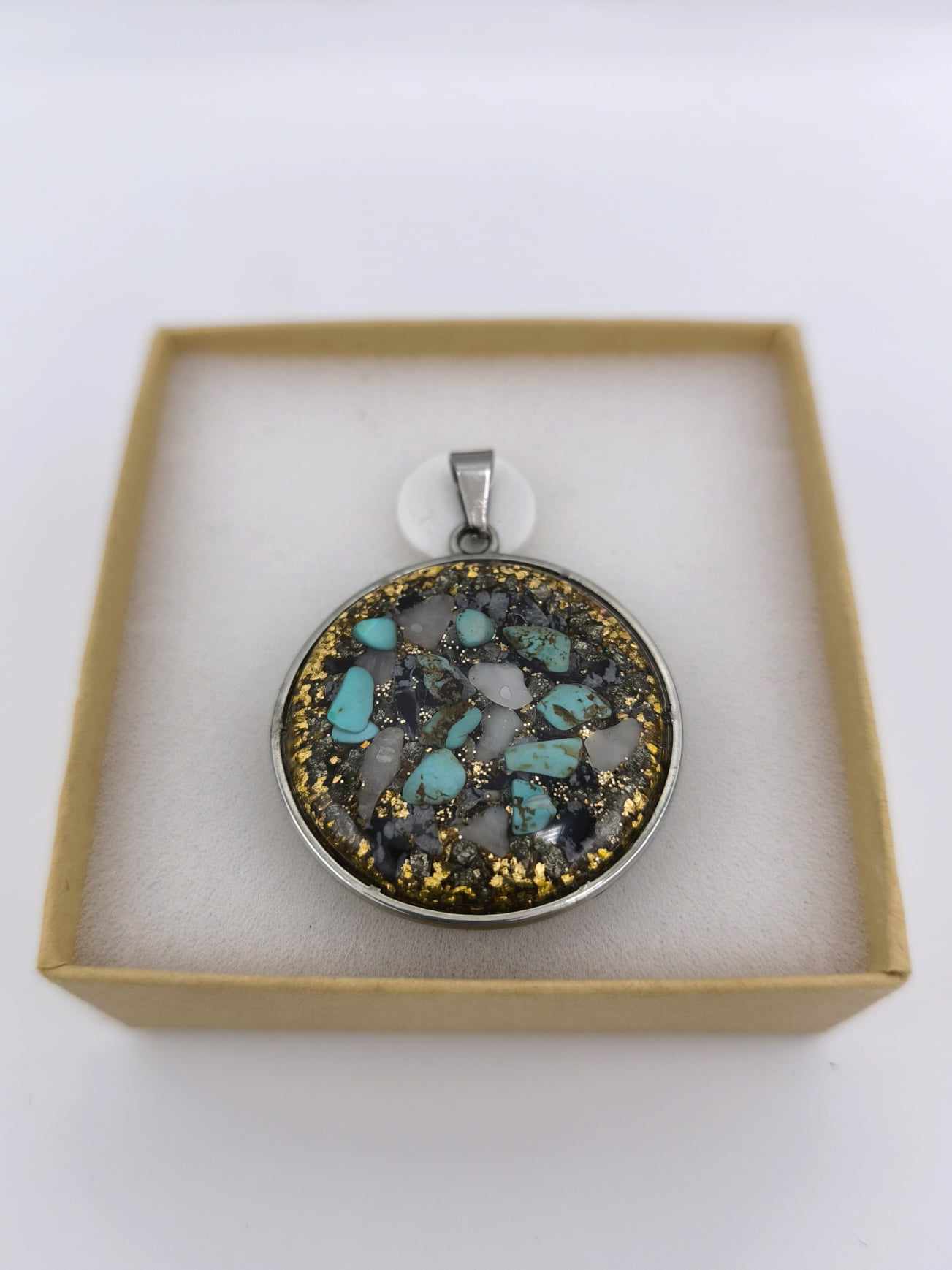 ORGONITE PENDENTIF PROTECTION : TURQUOISE ET OBSIDIENNE