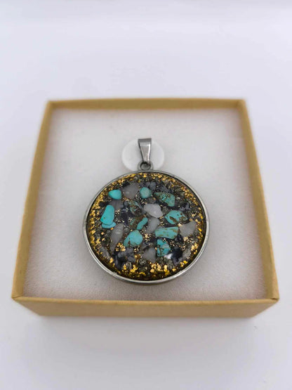 ORGONITE PENDENTIF PROTECTION : TURQUOISE ET OBSIDIENNE