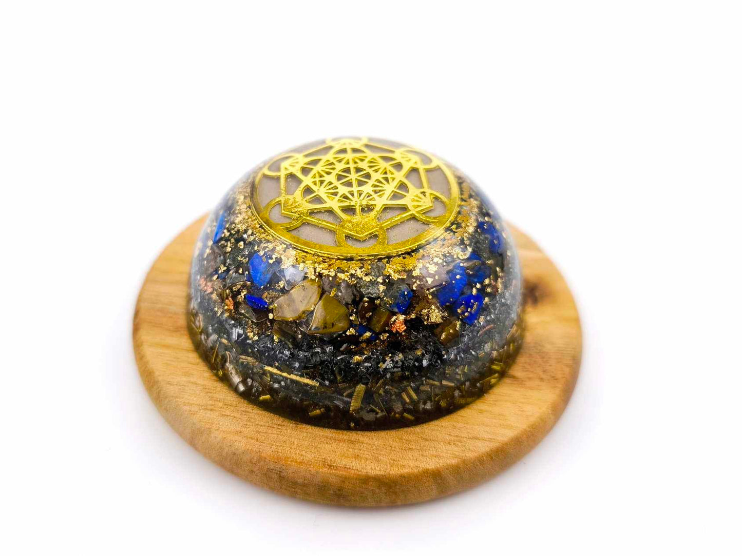 ORGONITE DÔME - METATRON, LAPIS LAZULI, OEIL DE TIGRE.