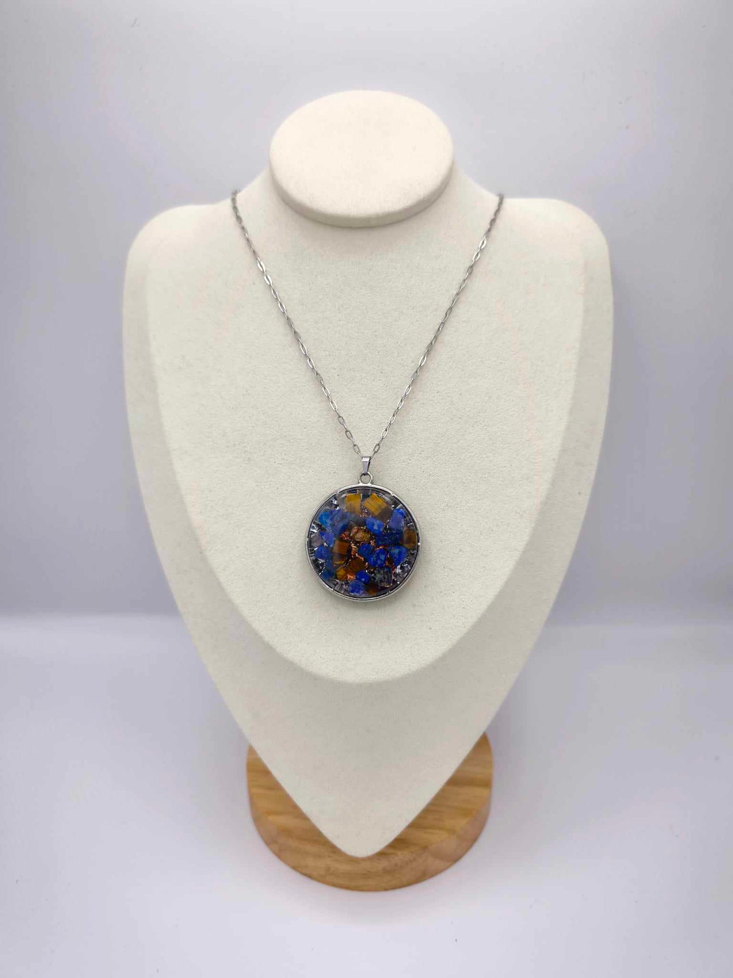 Orgonite Pendentif - Lapis Lazuli, Oeil de Tigre.