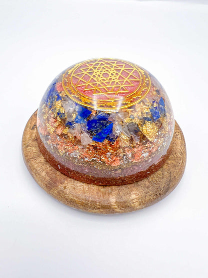 ✨ Dôme Orgonite - Sri yantra, Lapis Lazuli et améthyste ✨