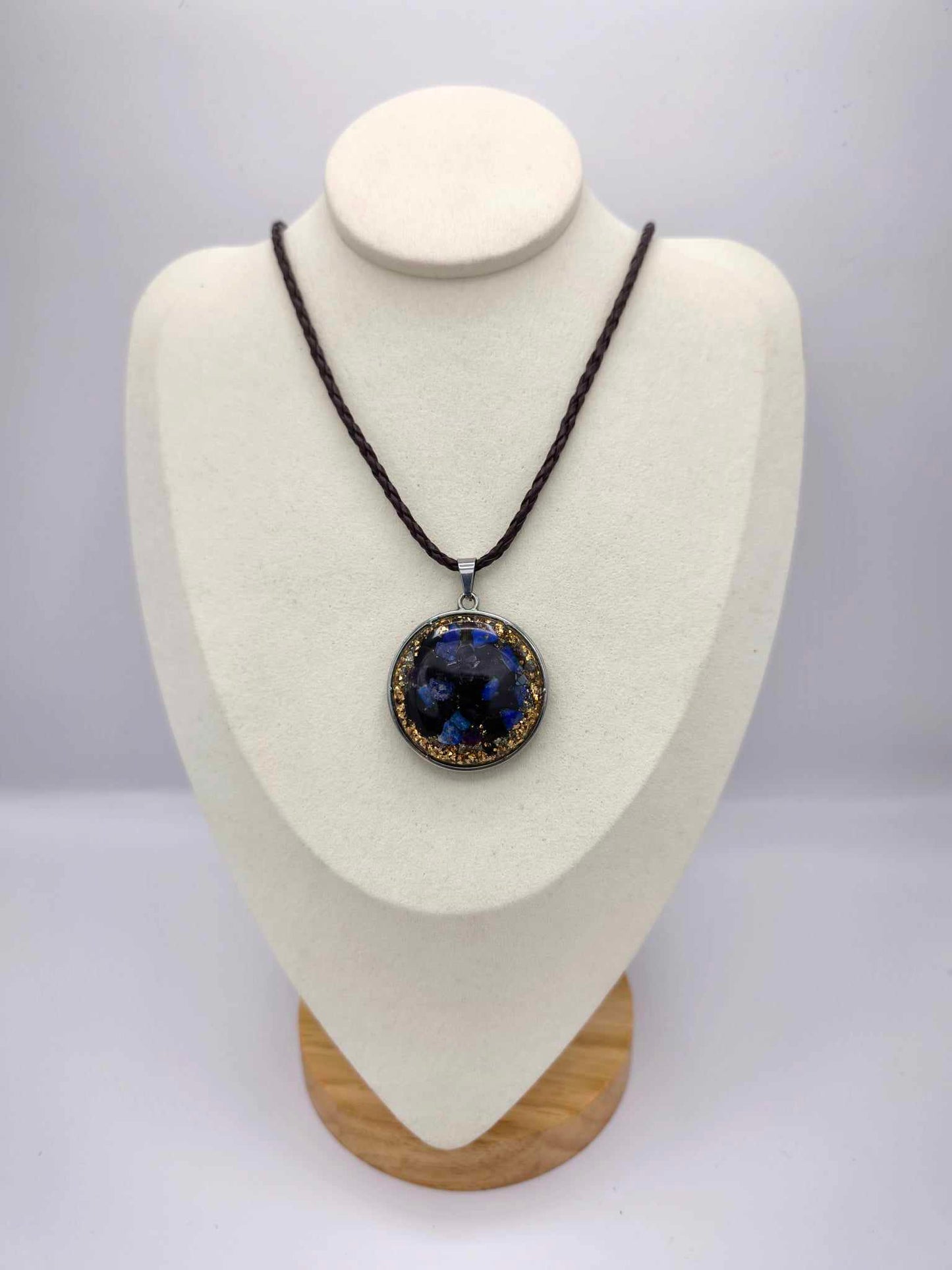 ORGONITE PENDENTIF LAPIS ET TOURMALINE NOIRE