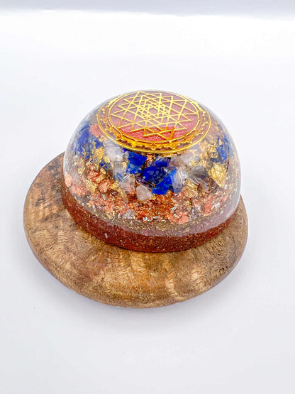✨ Dôme Orgonite - Sri yantra, Lapis Lazuli et améthyste ✨