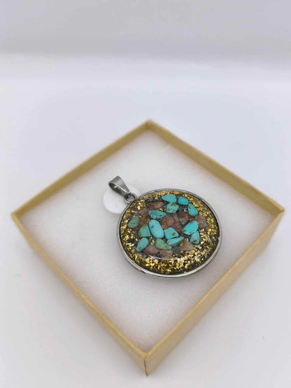 Orgonite Pendentif - Turquoise, Pierre du soleil.