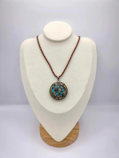 ORGONITE PENDENTIF PROTECTION : TURQUOISE ET OBSIDIENNE