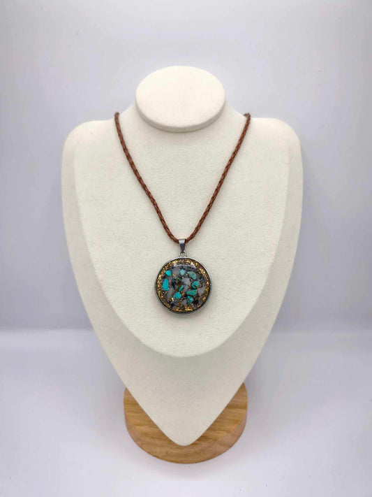 ORGONITE PENDENTIF PROTECTION : TURQUOISE ET OBSIDIENNE