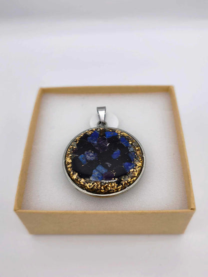 ORGONITE PENDENTIF LAPIS ET TOURMALINE NOIRE