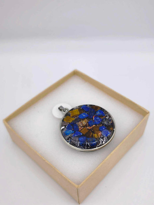 Orgonite Pendentif - Lapis Lazuli, Oeil de Tigre.